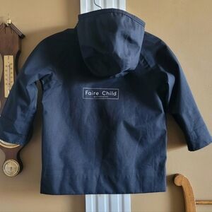 FAIRE CHILD HOODED RAIN COAT WATERPROOF SNAPS BLACK UNISEX CHILD 2 - 4